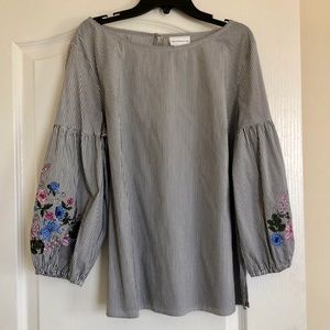 Striped Embroidered Blouse